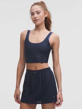 Lululemon Textured Mesh Tennis Tank Built-in Bra Cropped XS